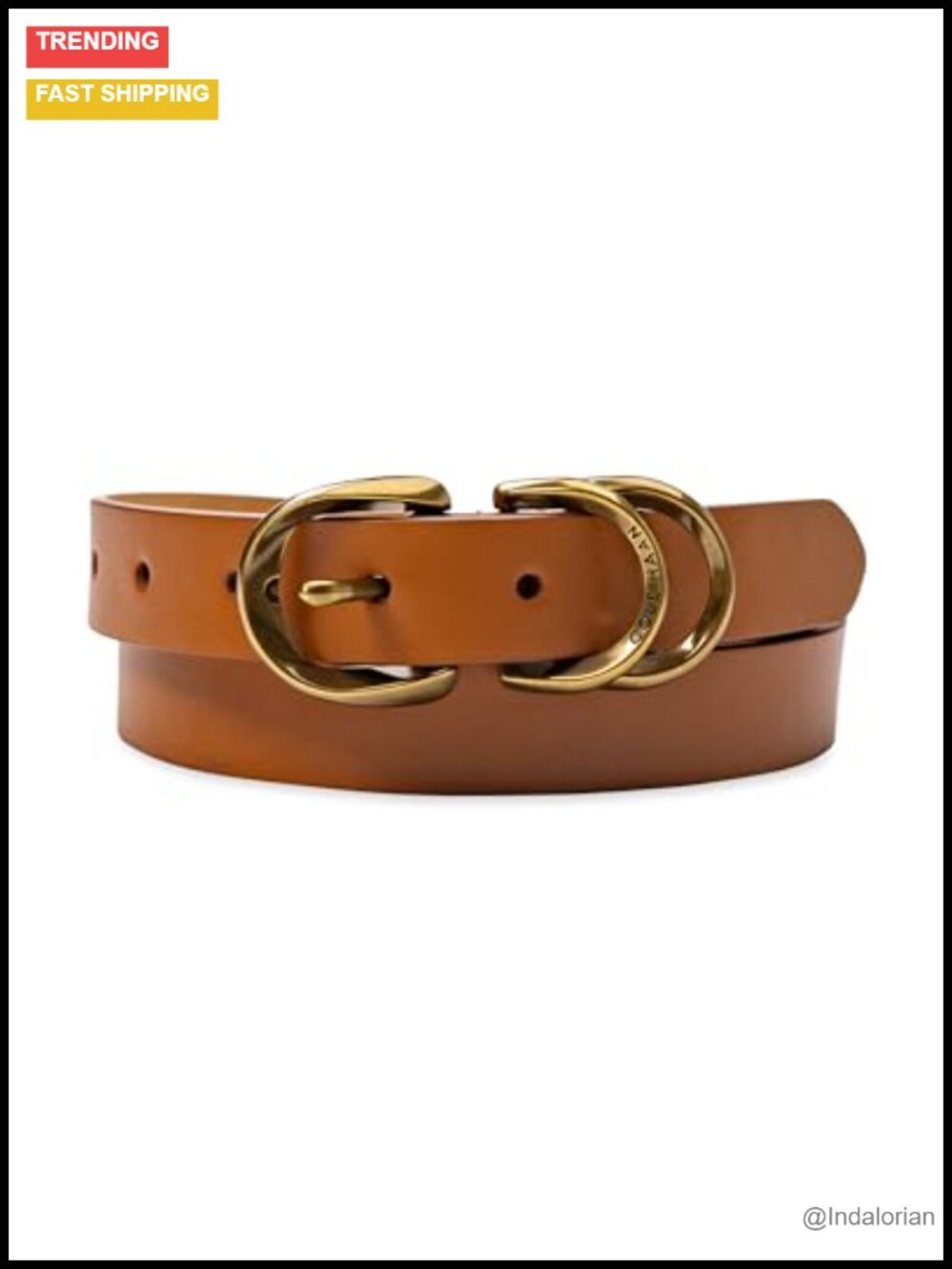 Slim Fashion Dress Belt with Metal Loops 1 Inch Adjustable